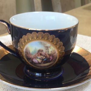 Beautiful vintage cobalt 24 k gold cup and saucer